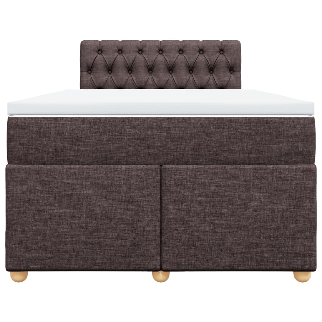 Κρεβάτι Boxspring με Στρώμα Σκούρο Καφέ 120x190 εκ Υφασμάτινο