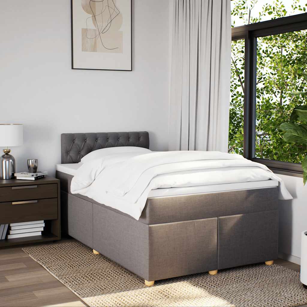 Κρεβάτι Boxspring με Στρώμα Taupe 120x190 εκ. Υφασμάτινο - Pakobazaar
