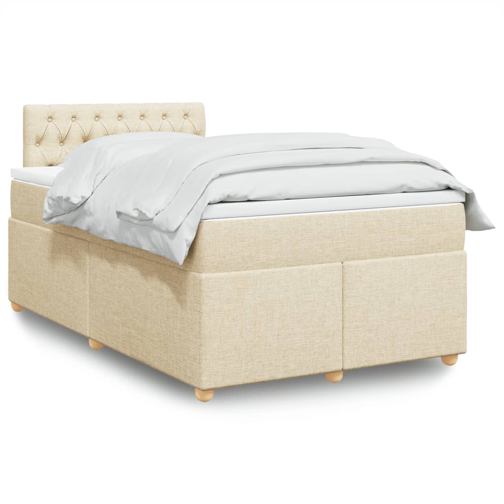 Κρεβάτι Boxspring με Στρώμα Κρεμ 120x190 εκ. Υφασμάτινο - Pakobazaar