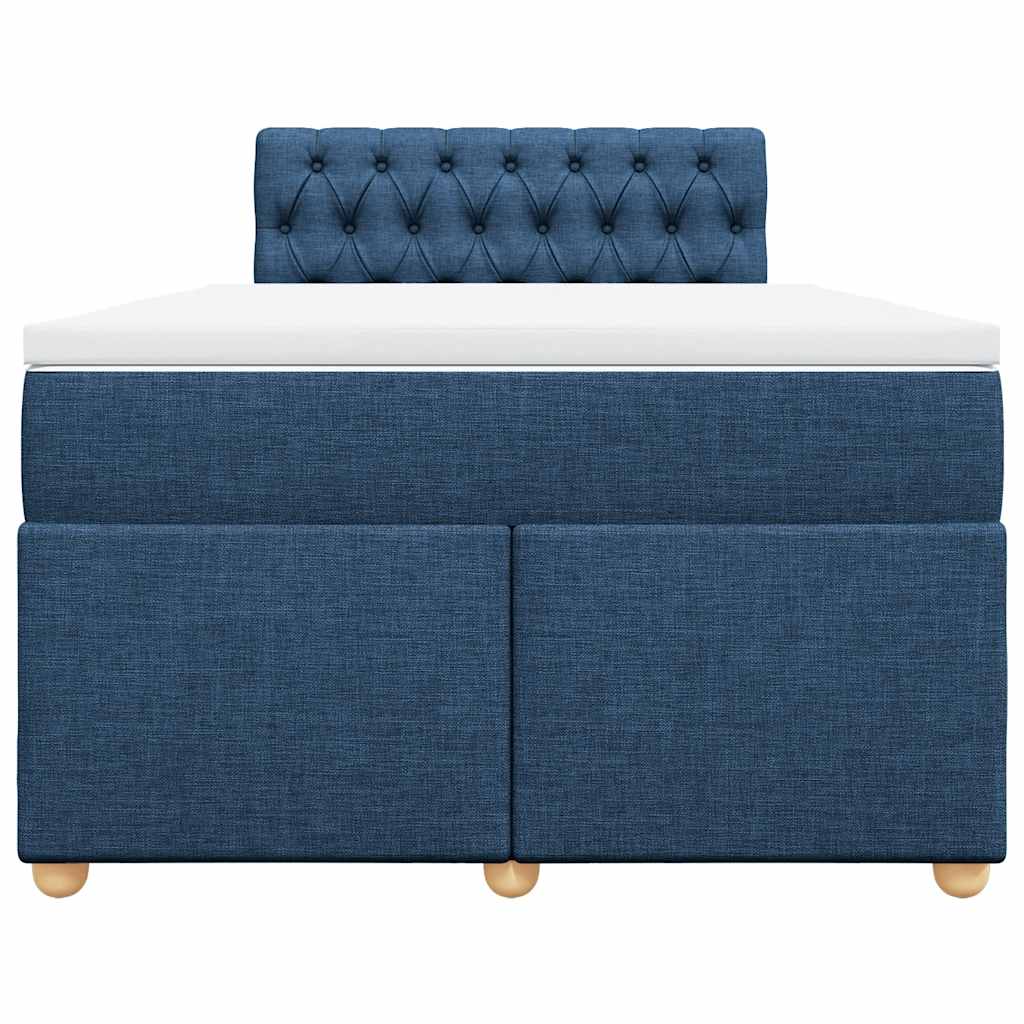 Κρεβάτι Boxspring με Στρώμα Μπλε 120x190 εκ. Υφασμάτινο