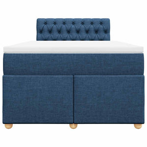 Κρεβάτι Boxspring με Στρώμα Μπλε 120x190 εκ. Υφασμάτινο