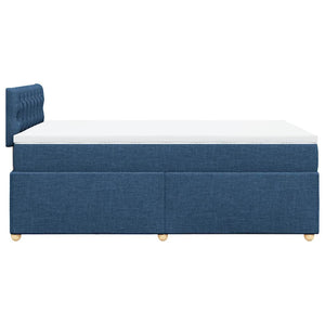 Κρεβάτι Boxspring με Στρώμα Μπλε 120x190 εκ. Υφασμάτινο