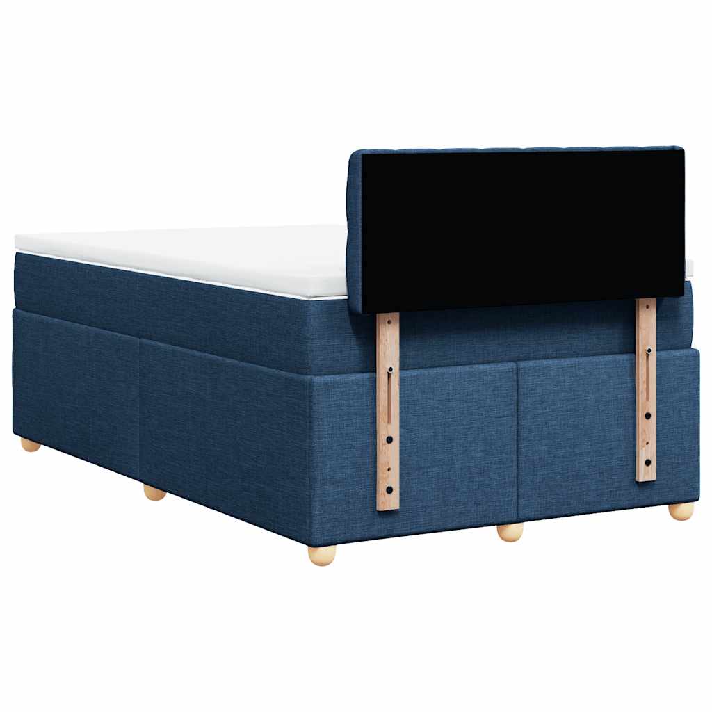 Κρεβάτι Boxspring με Στρώμα Μπλε 120x190 εκ. Υφασμάτινο