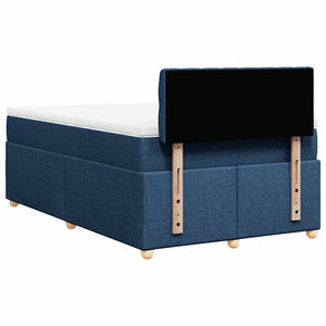 Κρεβάτι Boxspring με Στρώμα Μπλε 120x190 εκ. Υφασμάτινο
