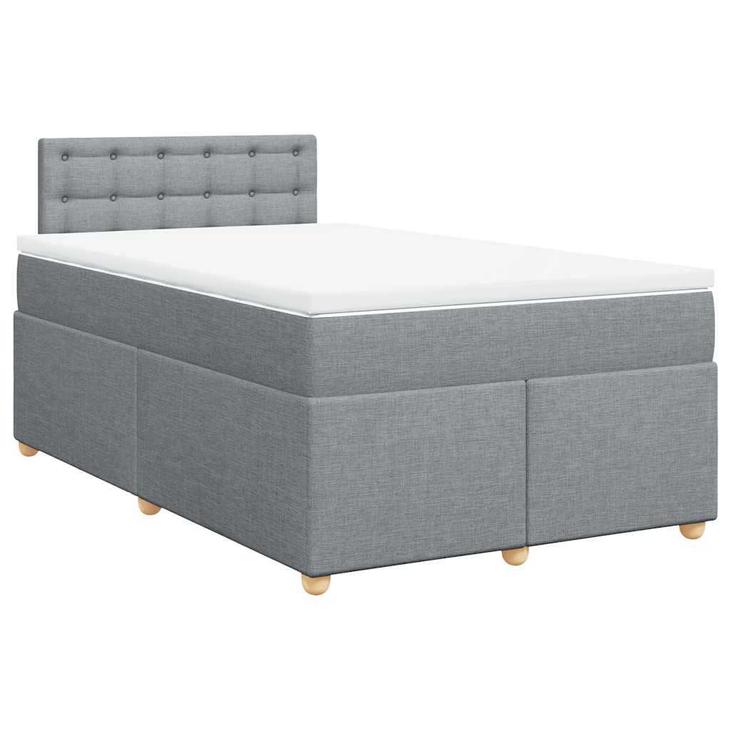 Κρεβάτι Boxspring με Στρώμα Ανοιχτό Γκρι 120x190 εκ. Υφασμάτινο - Pakobazaar