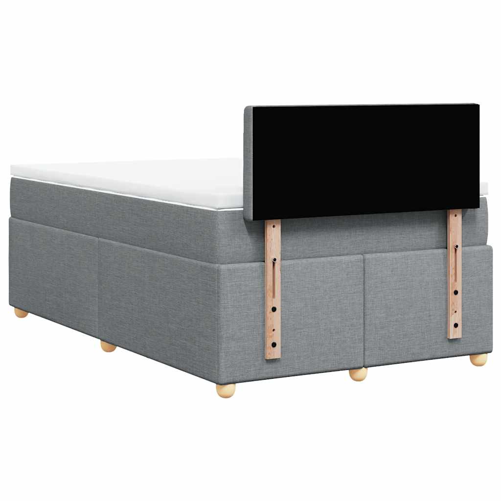 Κρεβάτι Boxspring με Στρώμα Ανοιχτό Γκρι 120x190 εκ. Υφασμάτινο - Pakobazaar