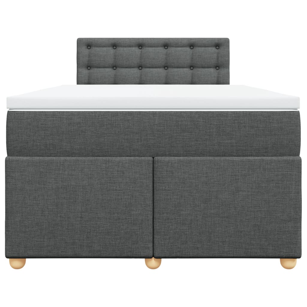 Κρεβάτι Boxspring με Στρώμα Σκούρο Γκρι 120x190 εκ Υφασμάτινο - Pakobazaar