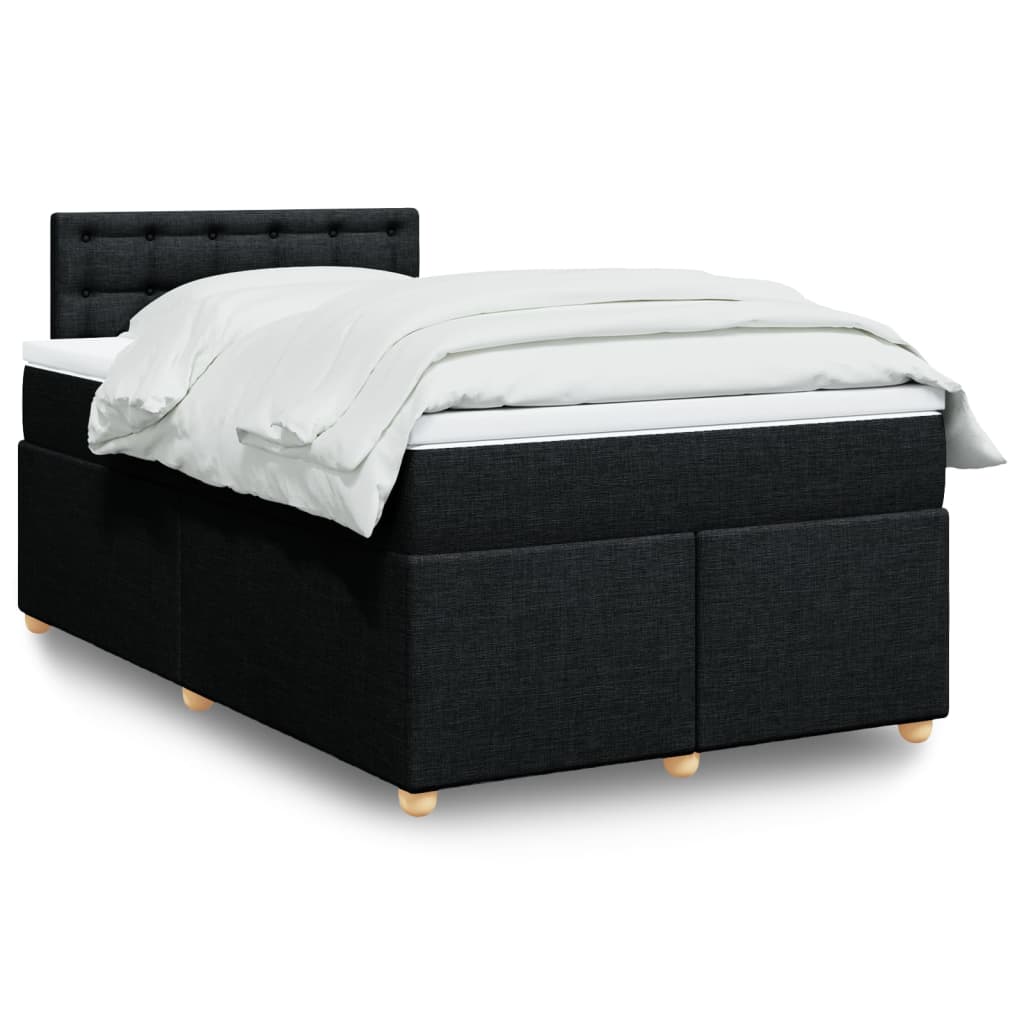 Κρεβάτι Boxspring με Στρώμα Μαύρο 120x190 εκ. Υφασμάτινο - Pakobazaar