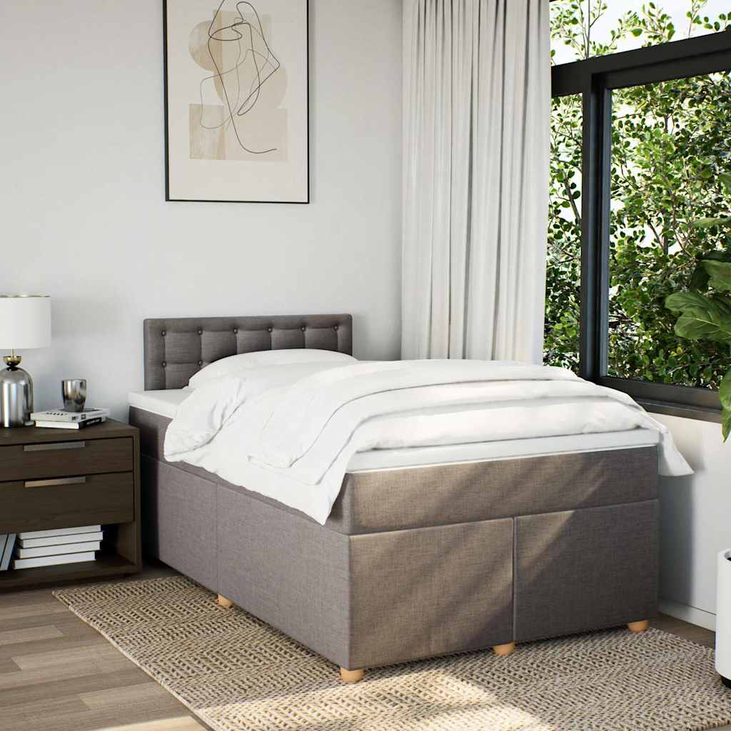 Κρεβάτι Boxspring με Στρώμα Taupe 120x190 εκ. Υφασμάτινο - Pakobazaar