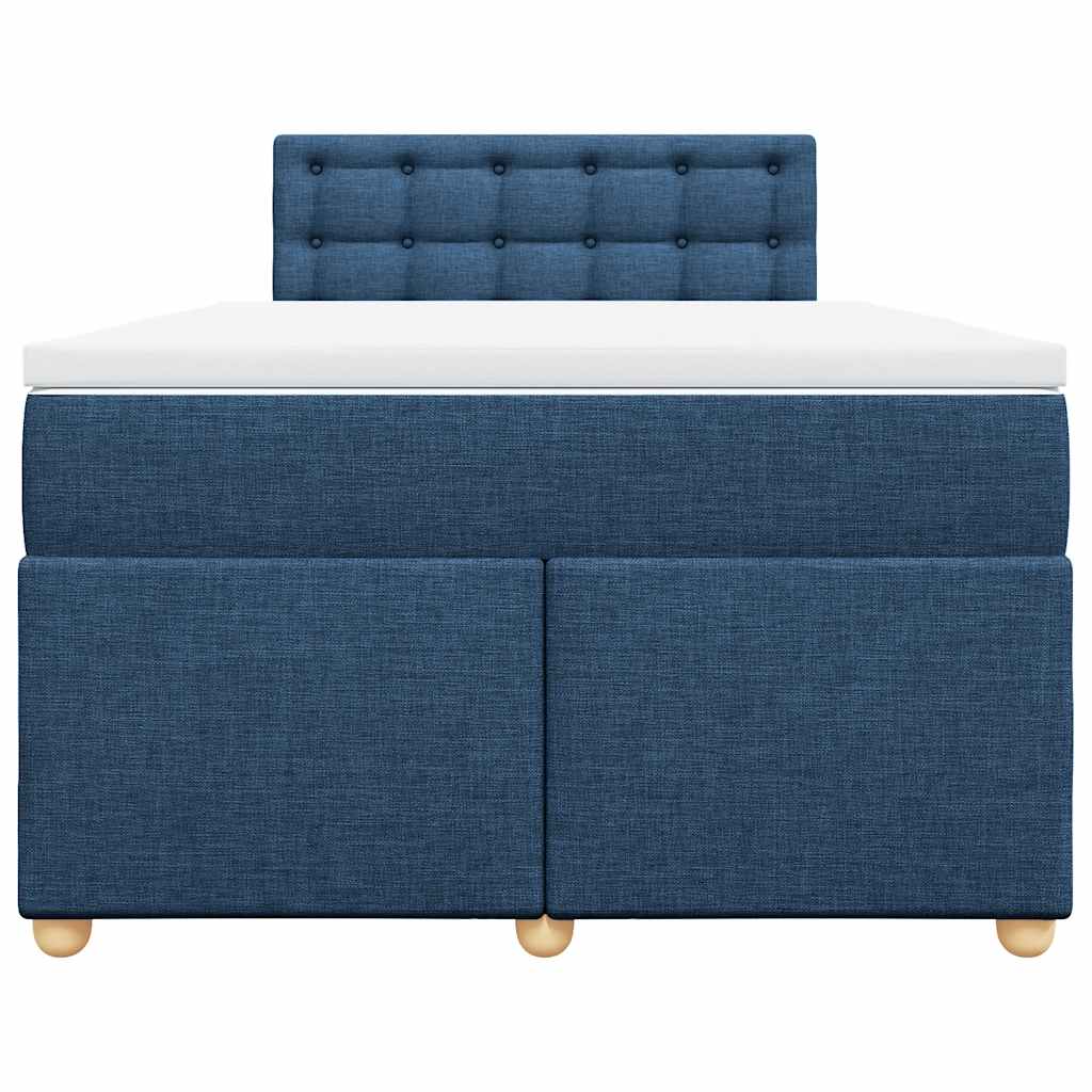Κρεβάτι Boxspring με Στρώμα Μπλε 120x190 εκ. Υφασμάτινο