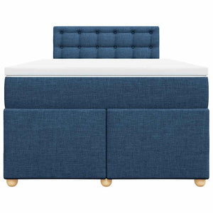 Κρεβάτι Boxspring με Στρώμα Μπλε 120x190 εκ. Υφασμάτινο