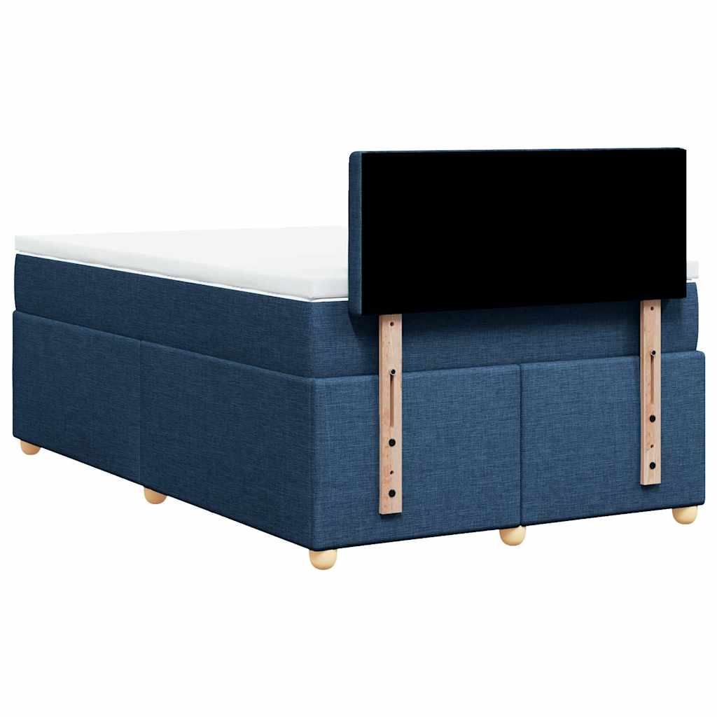 Κρεβάτι Boxspring με Στρώμα Μπλε 120x190 εκ. Υφασμάτινο