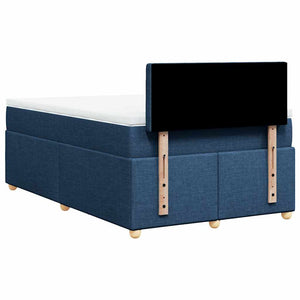 Κρεβάτι Boxspring με Στρώμα Μπλε 120x190 εκ. Υφασμάτινο