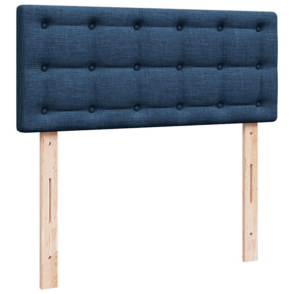 Κρεβάτι Boxspring με Στρώμα Μπλε 120x190 εκ. Υφασμάτινο
