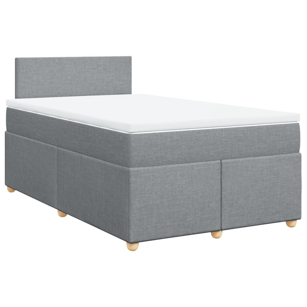 Κρεβάτι Boxspring με Στρώμα Ανοιχτό Γκρι 120x200 εκ. Υφασμάτινο - Pakobazaar