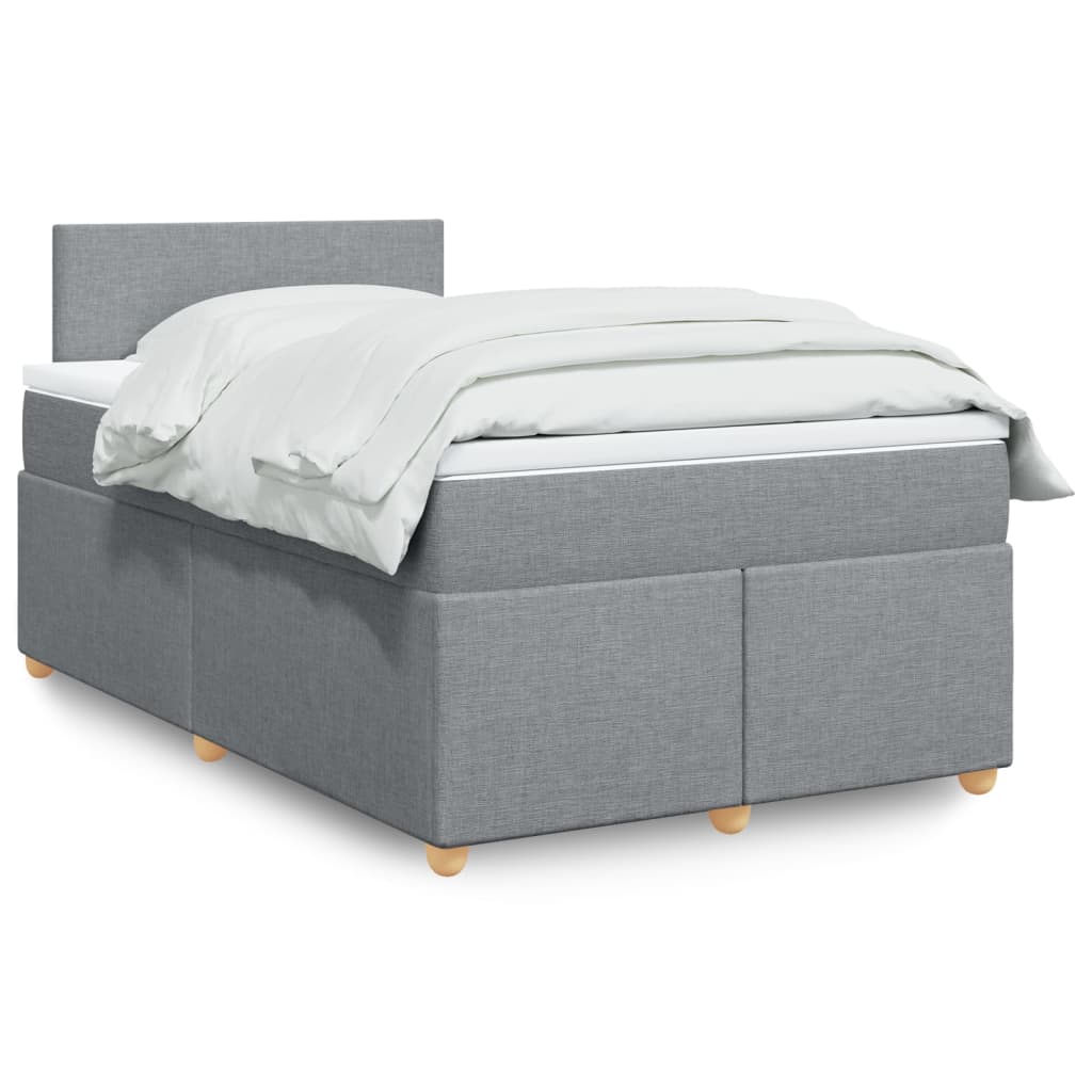 Κρεβάτι Boxspring με Στρώμα Ανοιχτό Γκρι 120x200 εκ. Υφασμάτινο - Pakobazaar