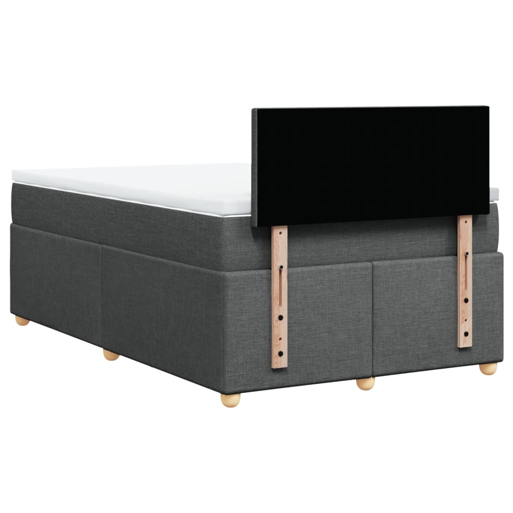 Κρεβάτι Boxspring με Στρώμα Σκούρο Γκρι 120x200 εκ. Υφασμάτινο - Pakobazaar