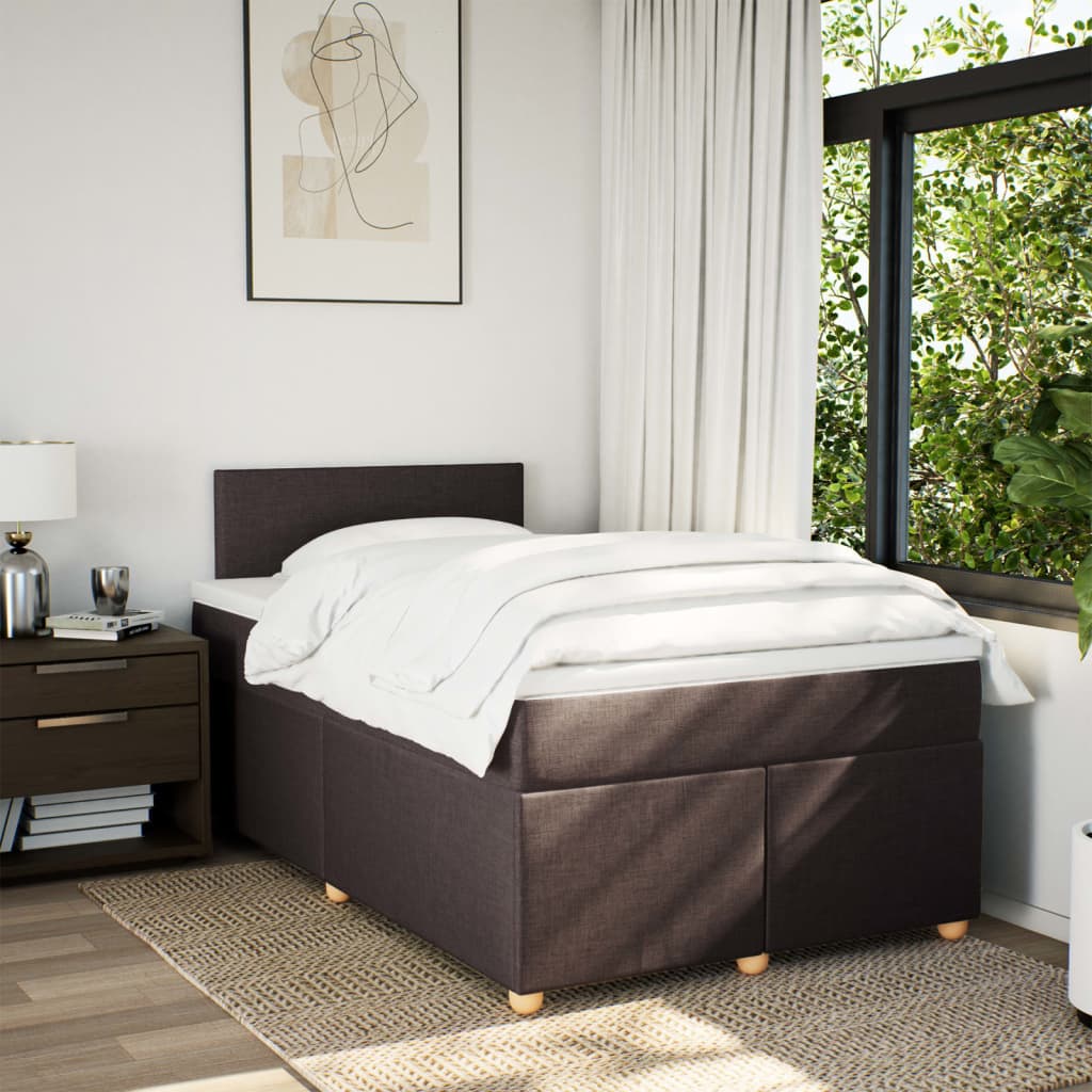 Κρεβάτι Boxspring με Στρώμα Σκούρο Καφέ 120x200 εκ. Υφασμάτινο