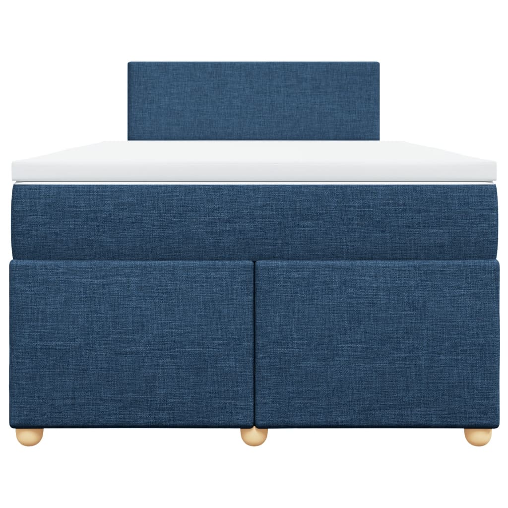 Κρεβάτι Boxspring με Στρώμα Μπλε 120x200 εκ. Υφασμάτινο