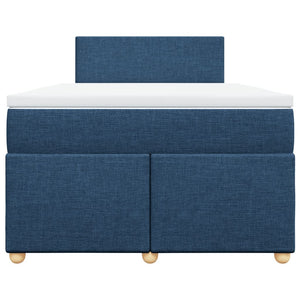 Κρεβάτι Boxspring με Στρώμα Μπλε 120x200 εκ. Υφασμάτινο