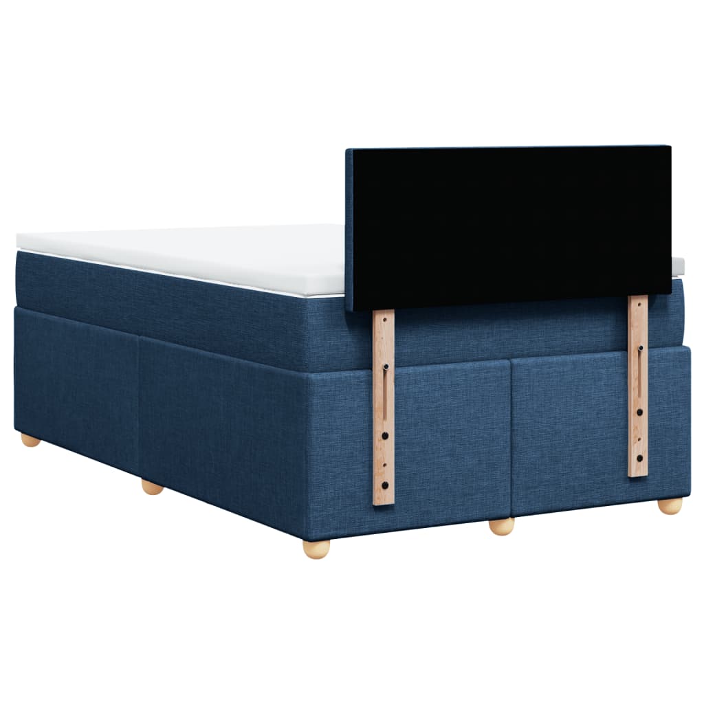 Κρεβάτι Boxspring με Στρώμα Μπλε 120x200 εκ. Υφασμάτινο