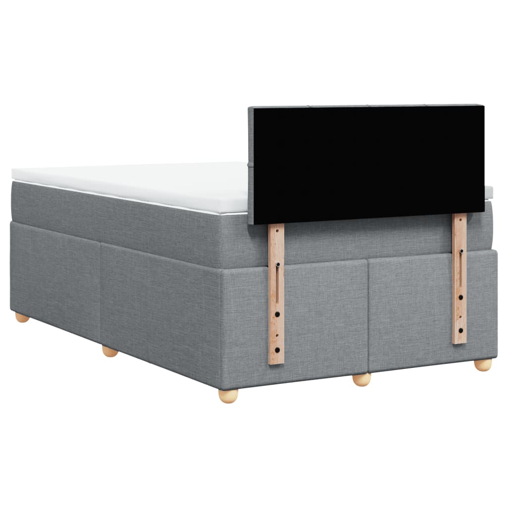 Κρεβάτι Boxspring με Στρώμα Ανοιχτό Γκρι 120x200 εκ. Υφασμάτινο - Pakobazaar