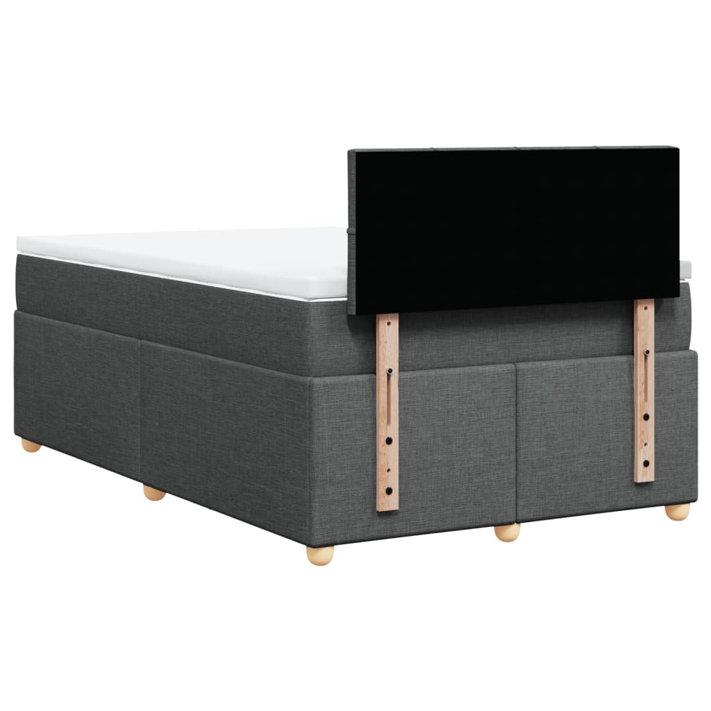 Κρεβάτι Boxspring με Στρώμα Σκούρο Γκρι 120x200 εκ. Υφασμάτινο - Pakobazaar