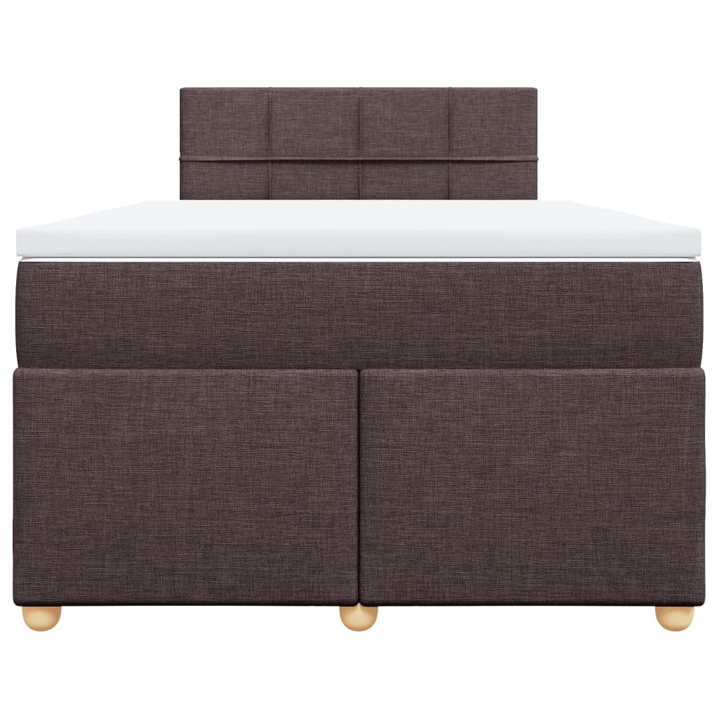 Κρεβάτι Boxspring με Στρώμα Σκούρο Καφέ 120x200 εκ. Υφασμάτινο