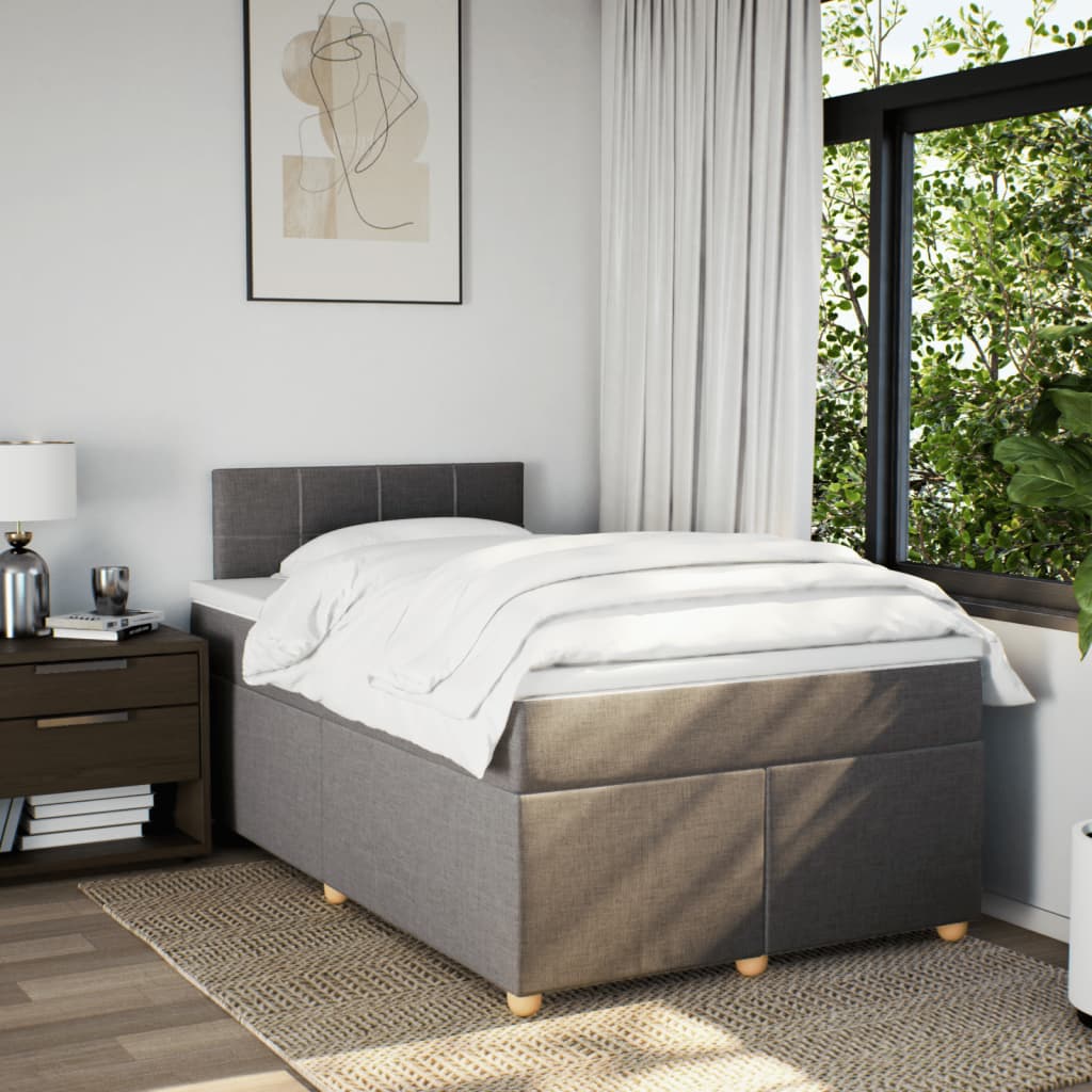 Κρεβάτι Boxspring με Στρώμα Taupe 120x200 εκ. Υφασμάτινο