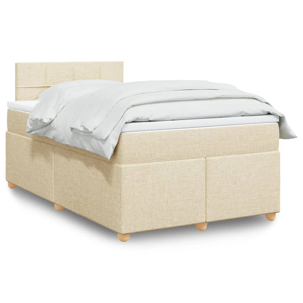 Κρεβάτι Boxspring με Στρώμα Κρεμ 120x200 εκ. Υφασμάτινο