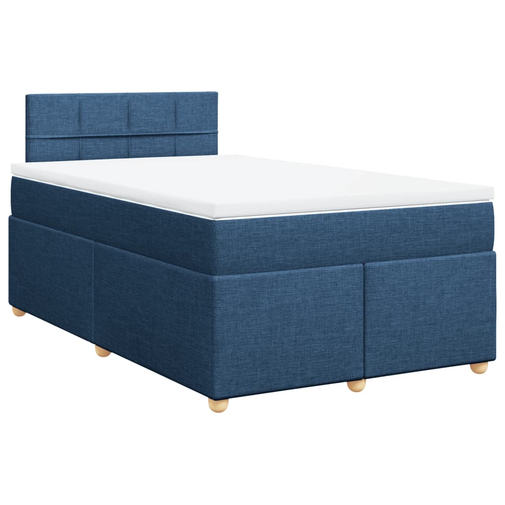 Κρεβάτι Boxspring με Στρώμα Μπλε 120x200 εκ. Υφασμάτινο