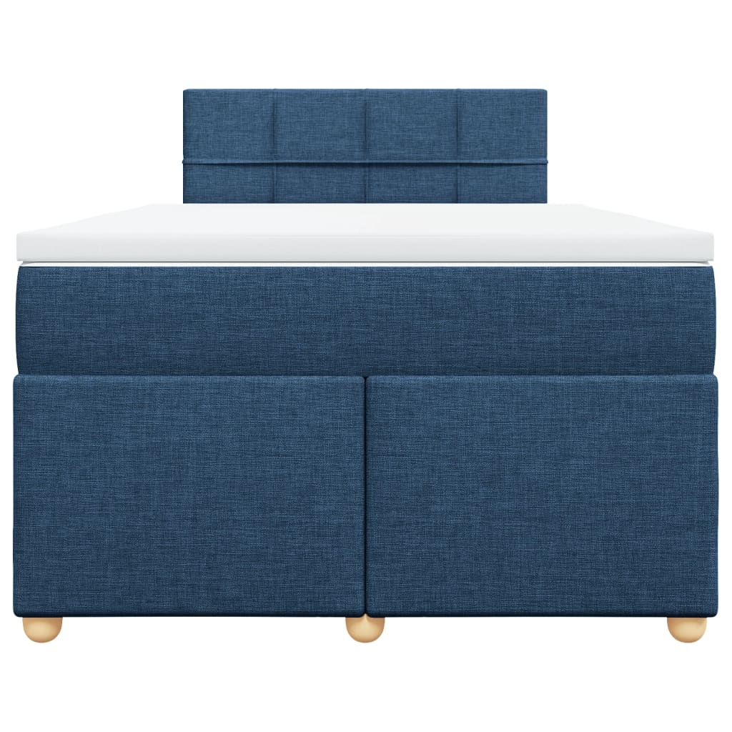 Κρεβάτι Boxspring με Στρώμα Μπλε 120x200 εκ. Υφασμάτινο