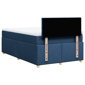 Κρεβάτι Boxspring με Στρώμα Μπλε 120x200 εκ. Υφασμάτινο