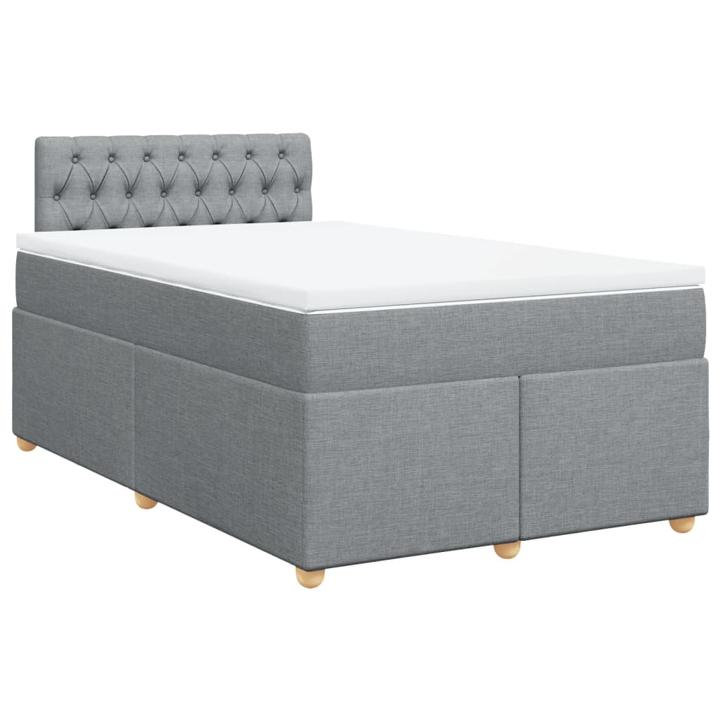 Κρεβάτι Boxspring με Στρώμα Ανοιχτό Γκρι 120x200 εκ. Υφασμάτινο - Pakobazaar
