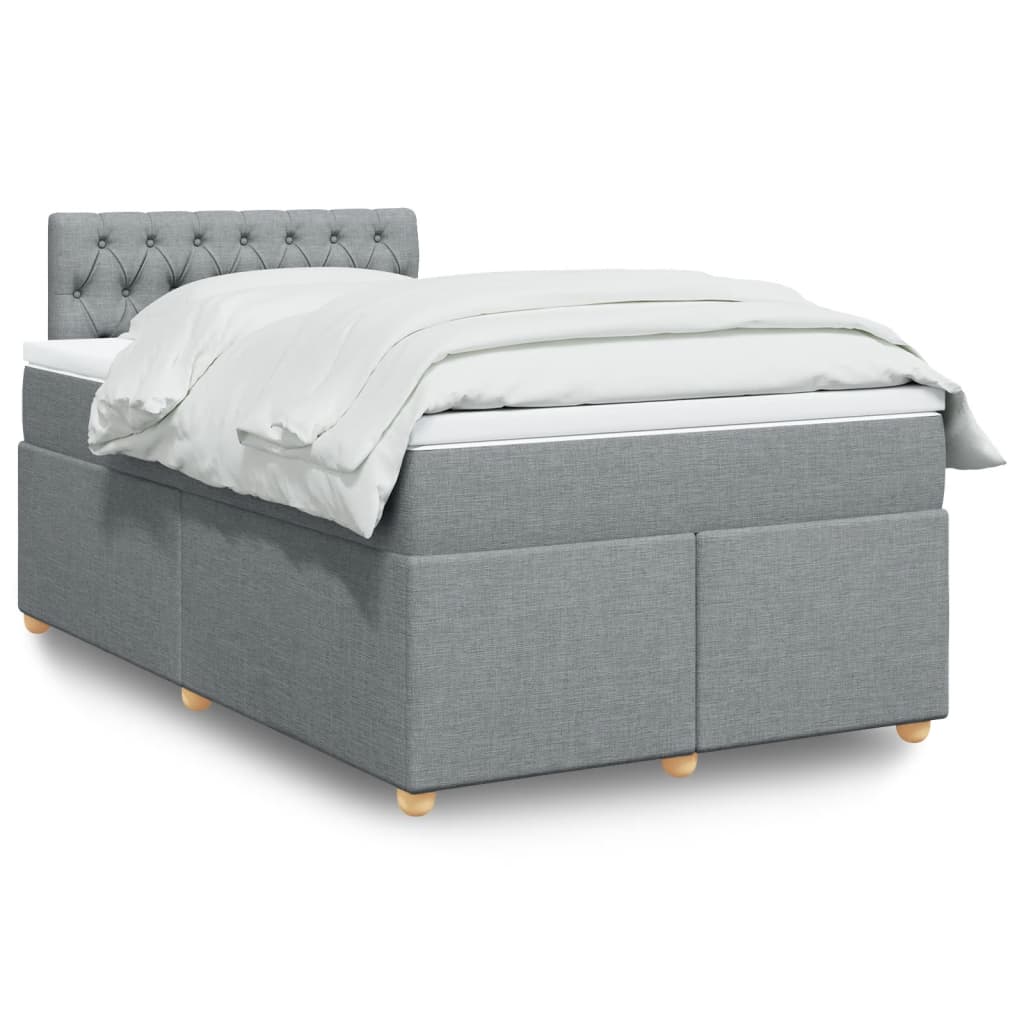 Κρεβάτι Boxspring με Στρώμα Ανοιχτό Γκρι 120x200 εκ. Υφασμάτινο - Pakobazaar