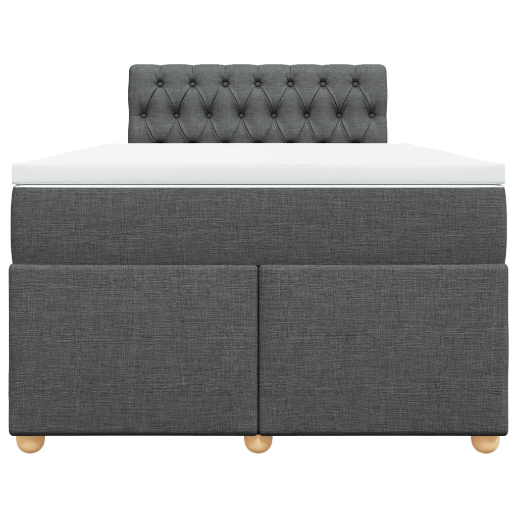 Κρεβάτι Boxspring με Στρώμα Σκούρο Γκρι 120x200 εκ. Υφασμάτινο - Pakobazaar