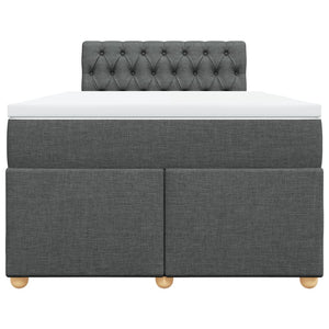 Κρεβάτι Boxspring με Στρώμα Σκούρο Γκρι 120x200 εκ. Υφασμάτινο - Pakobazaar