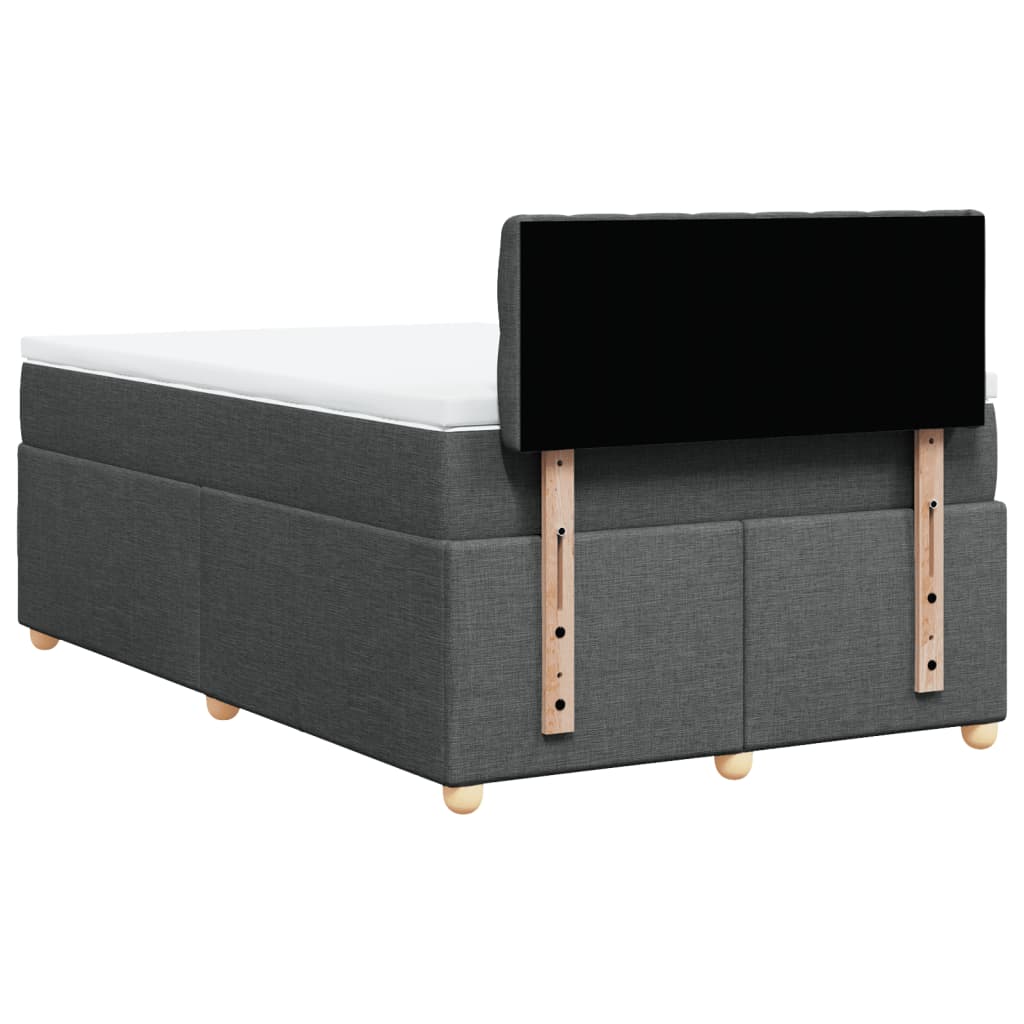 Κρεβάτι Boxspring με Στρώμα Σκούρο Γκρι 120x200 εκ. Υφασμάτινο - Pakobazaar