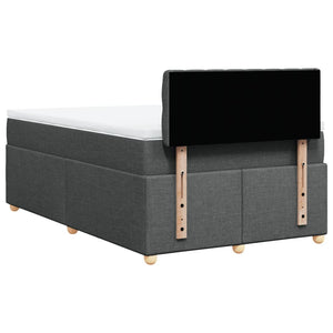 Κρεβάτι Boxspring με Στρώμα Σκούρο Γκρι 120x200 εκ. Υφασμάτινο - Pakobazaar