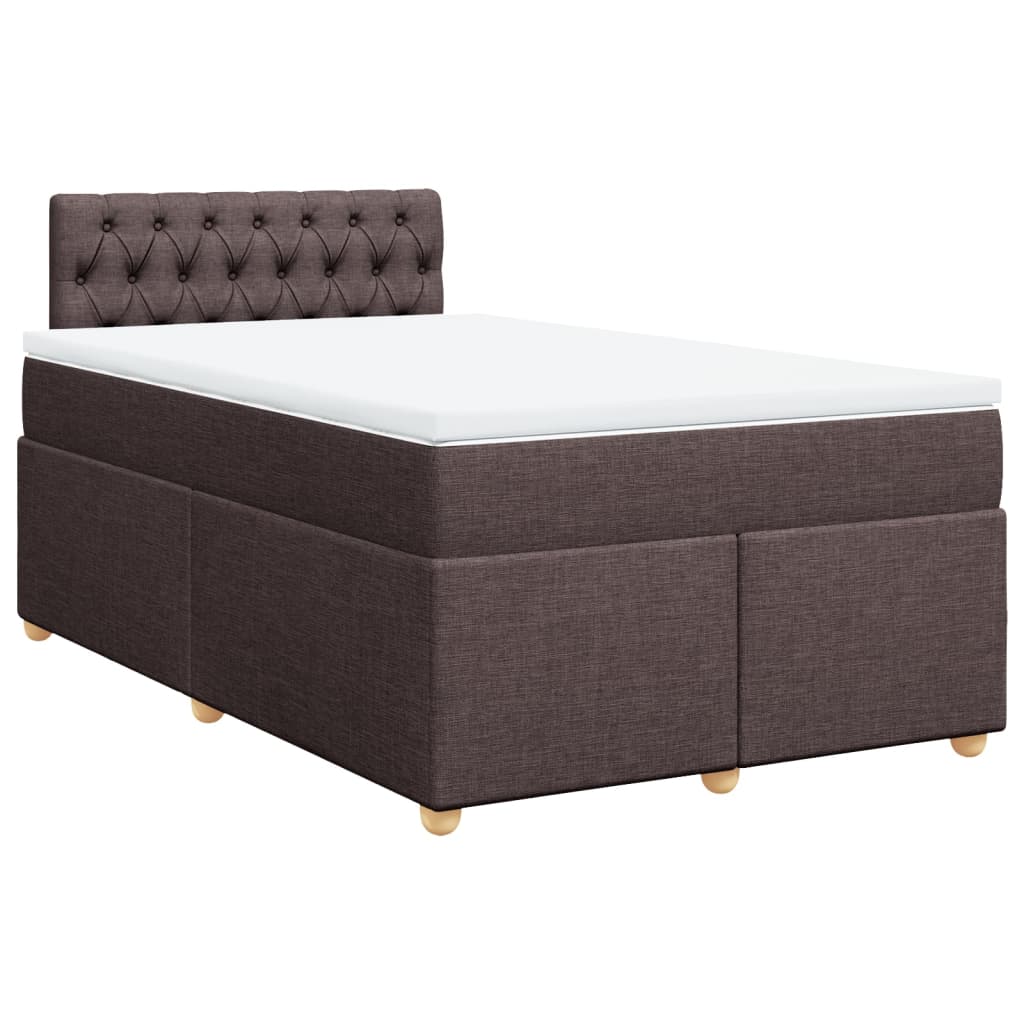 Κρεβάτι Boxspring με Στρώμα Σκούρο Καφέ 120x200 εκ. Υφασμάτινο