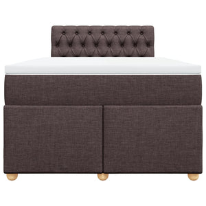 Κρεβάτι Boxspring με Στρώμα Σκούρο Καφέ 120x200 εκ. Υφασμάτινο