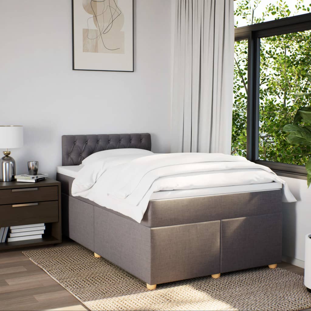 Κρεβάτι Boxspring με Στρώμα Taupe 120x200 εκ. Υφασμάτινο - Pakobazaar