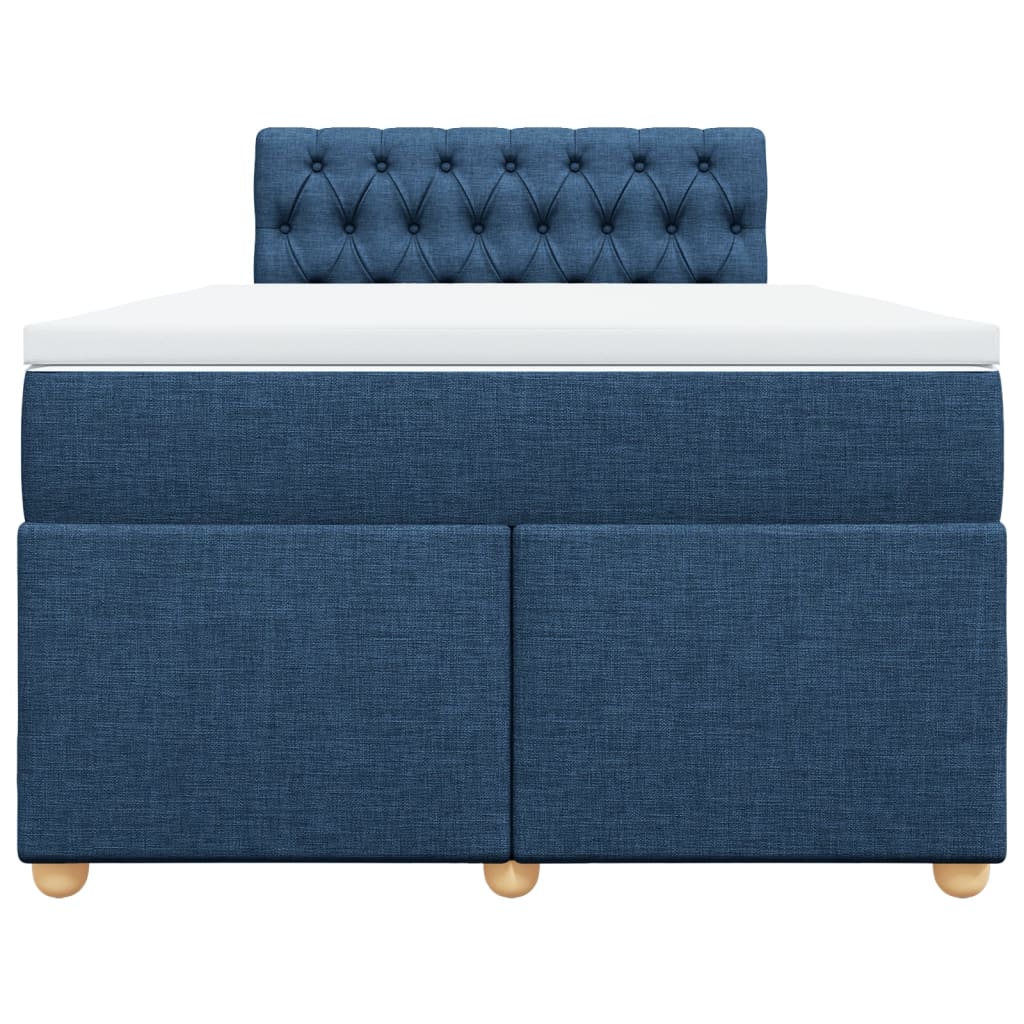 Κρεβάτι Boxspring με Στρώμα Μπλε 120x200 εκ. Υφασμάτινο