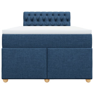Κρεβάτι Boxspring με Στρώμα Μπλε 120x200 εκ. Υφασμάτινο