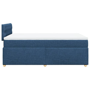 Κρεβάτι Boxspring με Στρώμα Μπλε 120x200 εκ. Υφασμάτινο
