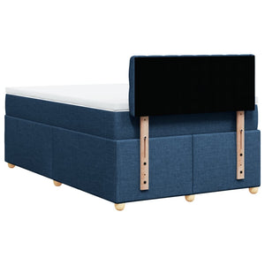 Κρεβάτι Boxspring με Στρώμα Μπλε 120x200 εκ. Υφασμάτινο