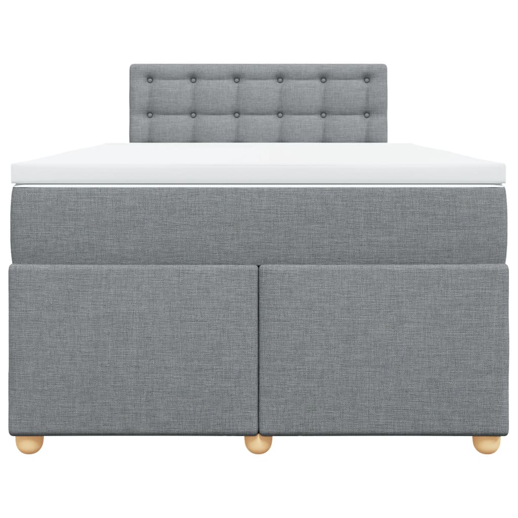 Κρεβάτι Boxspring με Στρώμα Ανοιχτό Γκρι 120x200 εκ. Υφασμάτινο - Pakobazaar