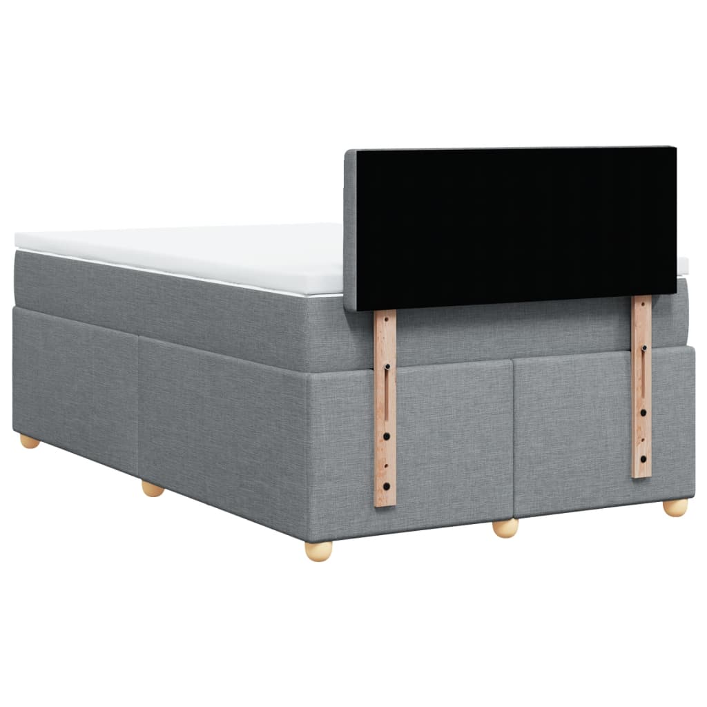 Κρεβάτι Boxspring με Στρώμα Ανοιχτό Γκρι 120x200 εκ. Υφασμάτινο - Pakobazaar