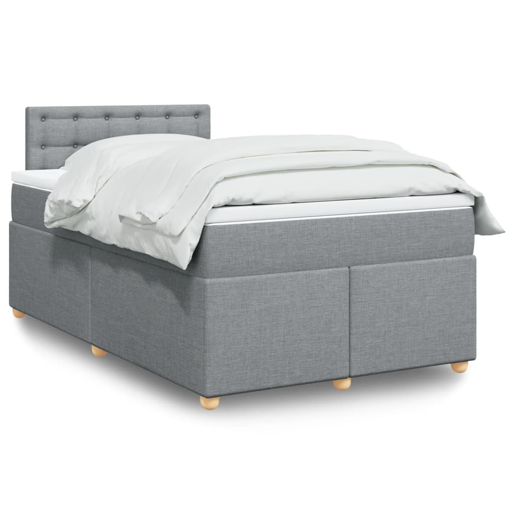 Κρεβάτι Boxspring με Στρώμα Ανοιχτό Γκρι 120x200 εκ. Υφασμάτινο - Pakobazaar