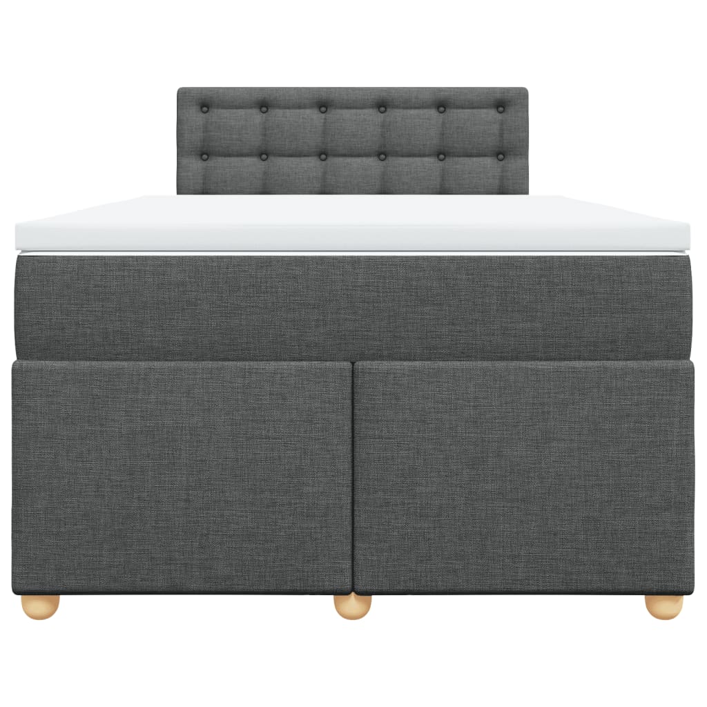 Κρεβάτι Boxspring με Στρώμα Σκούρο Γκρι 120x200 εκ. Υφασμάτινο - Pakobazaar